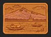 Mountain Lake Scene Monochrome Bronze Embroidery Design