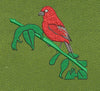 Red Cardinal Green Branch Embroidery Design