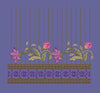 Pink Floral Border with Stripes Embroidery Design