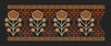 Black Mughal Tulip Jaal Border Black & Rust Orange Embroidery Design
