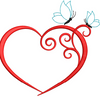 Heart With Butterfly Embroidery Design