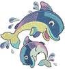 Dolphins Embroidery Design