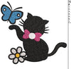 Cat With Butterfly Embroidery Design
