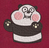 Waving Panda Black & White Embroidery Design
