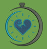 Heartbeat Stopwatch Emblem Embroidery Design