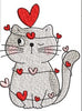 Cat With Heart Embroidery Design