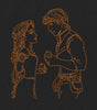 Romantic Couple Copper Outline Embroidery Design