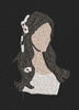 Silhouette Bride Floral Hair Black & Beige Embroidery Design