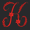 Floral Red Colour Embroidery Design