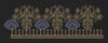 Black Gold Tulip Peacock Hem Border Black Gold & Slate Blue Embroidery Design