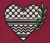 Heart Black & White Embroidery Design