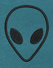 Teal Black Alien Face Outline Embroidery Design