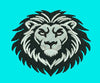 Lion Head White And Black Embroidery Design