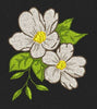 White Flower With Green Leaf Embroidery Design