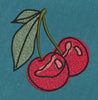 Twin Cherry Pair With Leaf Outline Red & Olive Embroidery Design