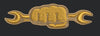 Golden Fist and Wrench Emblem Embroidery Design