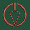 Downward Pointing Arrow Within a Circle Embroidery Design