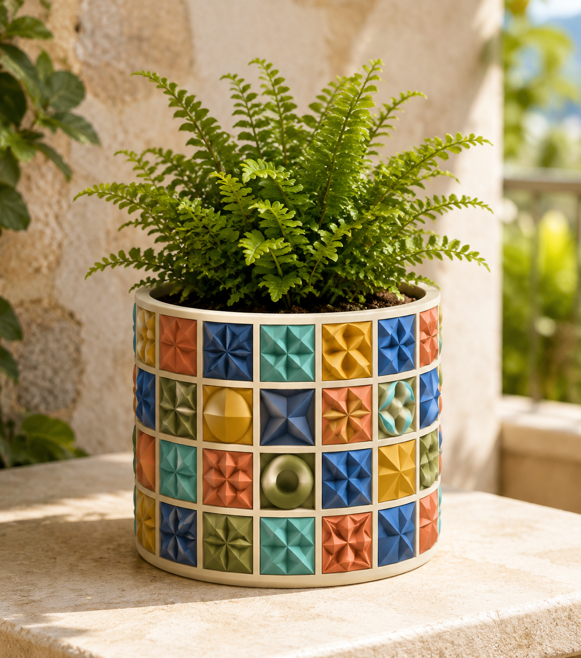 Tile Mosaic Planter Pot Print STL File