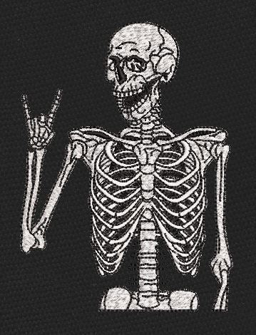 Rocking Skeleton White & Grey Embroidery Design