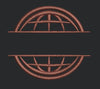 Split Globe Monogram Frame Embroidery Design