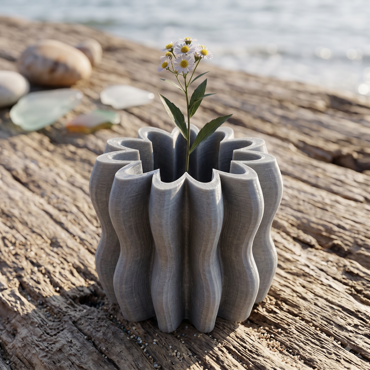 Flower Power Curved Decor Print STL File
