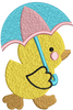 Duck With Umbrella Embroidery Design