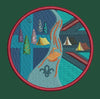 Riverside Camping Expedition Emblem Embroidery Design