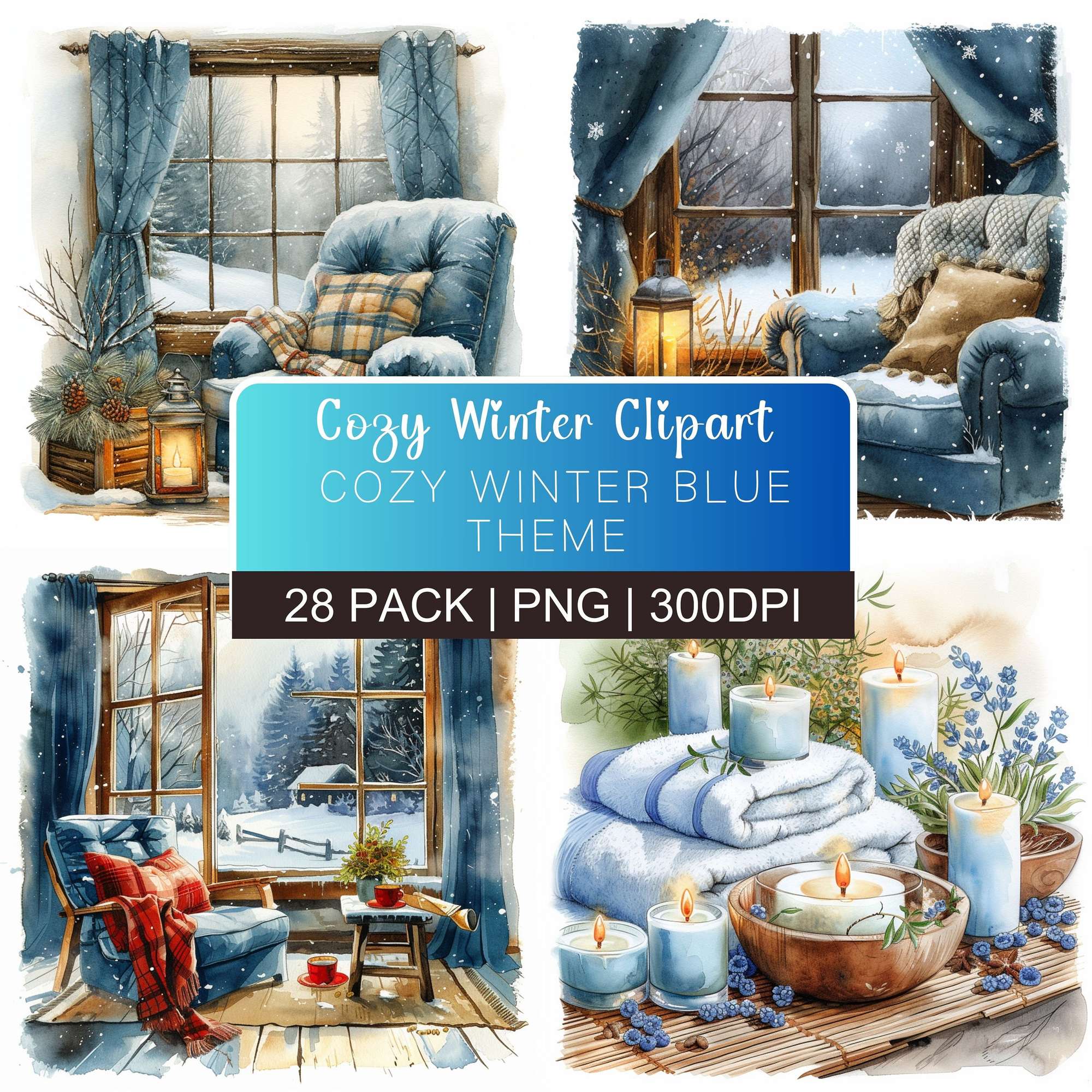 Cozy Home Winter Blue Clipart - CraftNest - Digital Crafting and Art