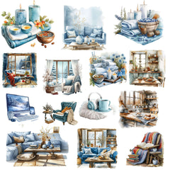 Cozy Home Winter Blue Clipart - CraftNest - Digital Crafting and Art
