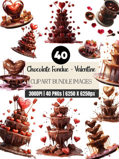 Chocolate Fondue Valentines Clipart - CraftNest - Digital Crafting and Art