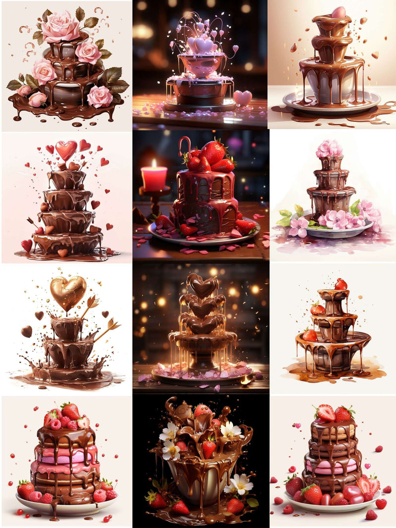 Chocolate Fondue Valentines Clipart - CraftNest - Digital Crafting and Art