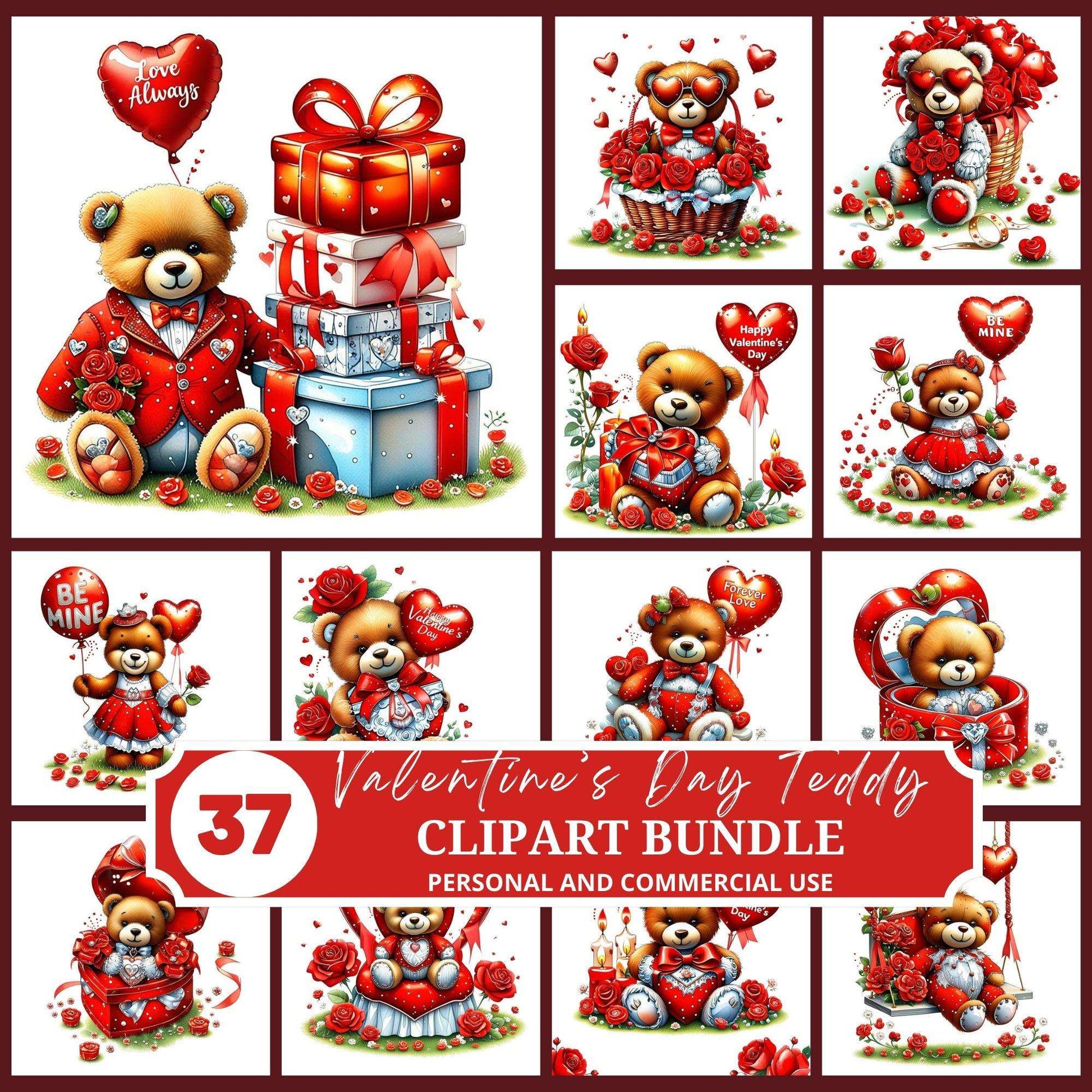 Valentines Day Teddy Clipart - CraftNest - Digital Crafting and Art