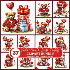 Valentines Day Teddy Clipart - CraftNest - Digital Crafting and Art