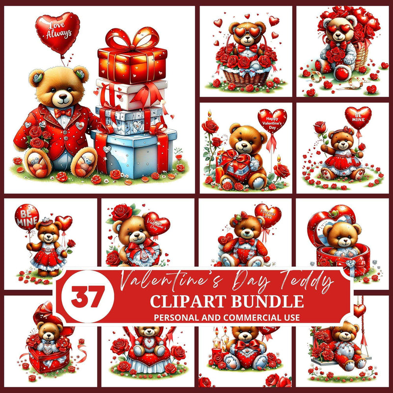 Valentines Day Teddy Clipart - CraftNest - Digital Crafting and Art