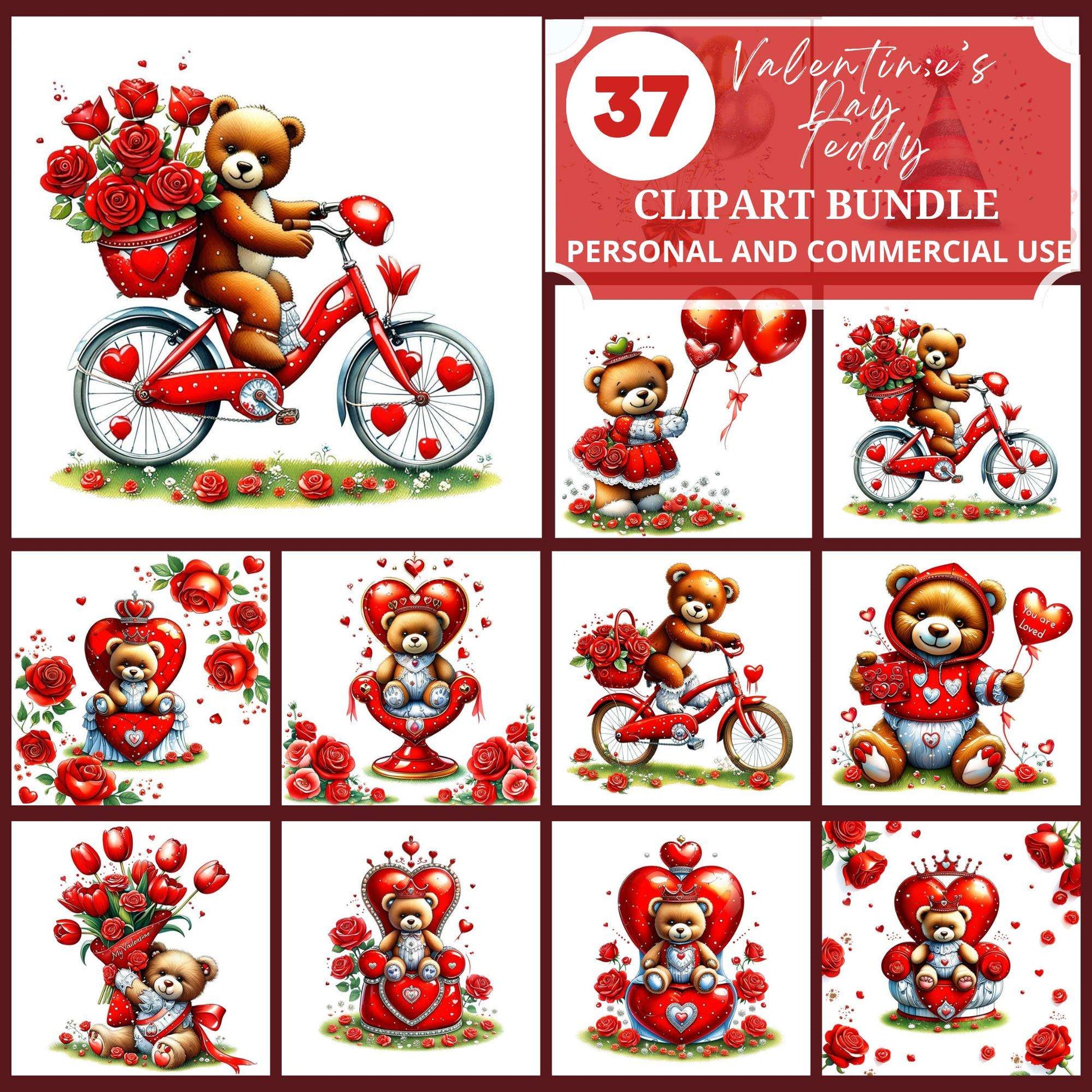 Valentines Day Teddy Clipart - CraftNest - Digital Crafting and Art