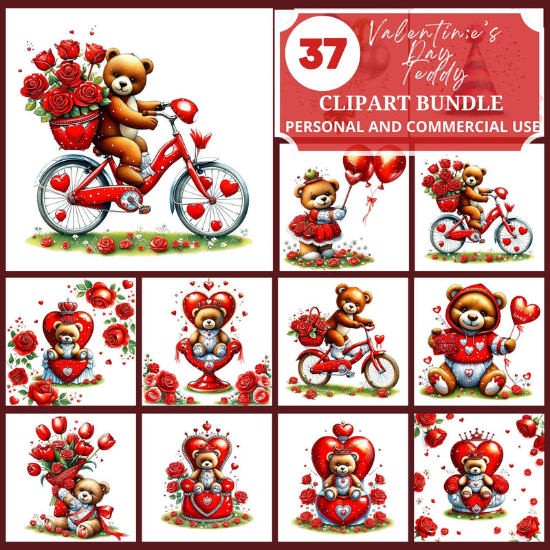 Valentines Day Teddy Clipart - CraftNest - Digital Crafting and Art