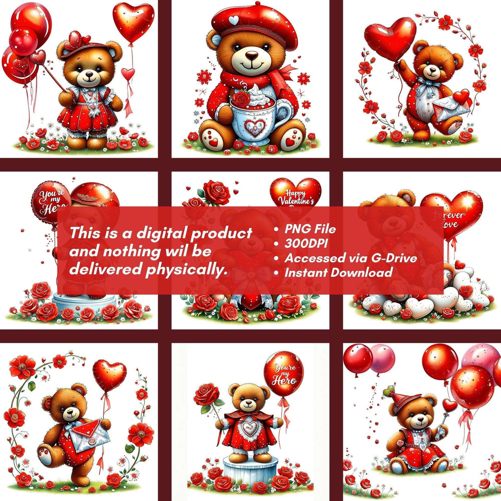 Valentines Day Teddy Clipart - CraftNest - Digital Crafting and Art