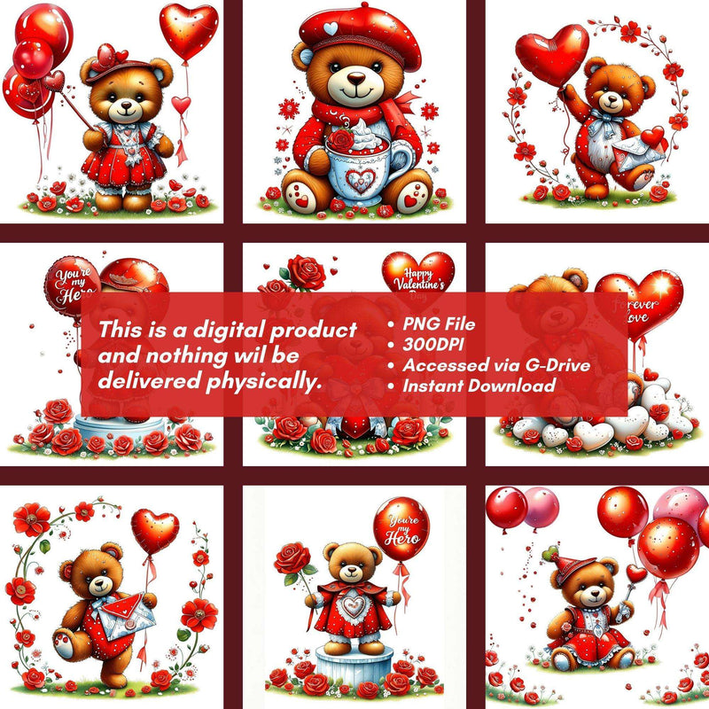 Valentines Day Teddy Clipart - CraftNest - Digital Crafting and Art