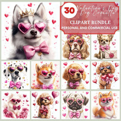 Valentine's Day Dog Coquette Clipart - CraftNest - Digital Crafting and Art
