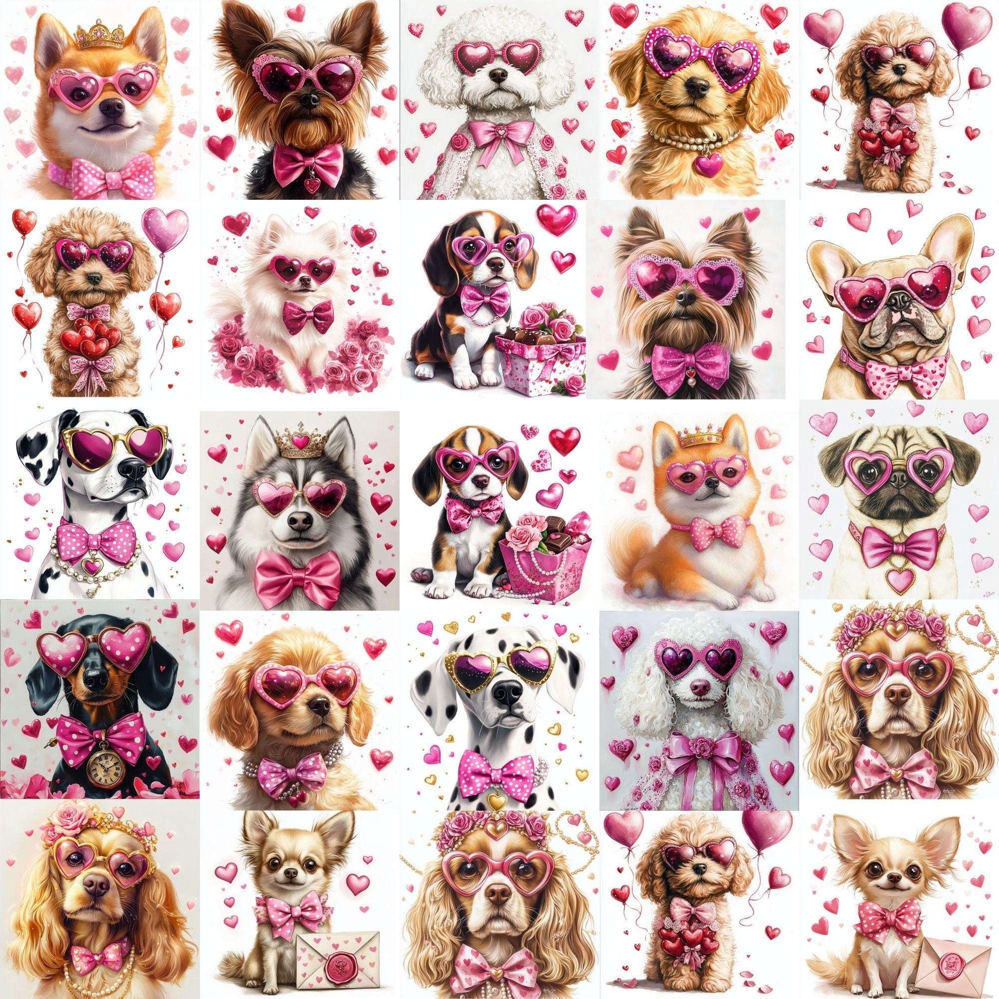 Valentine's Day Dog Coquette Clipart - CraftNest - Digital Crafting and Art