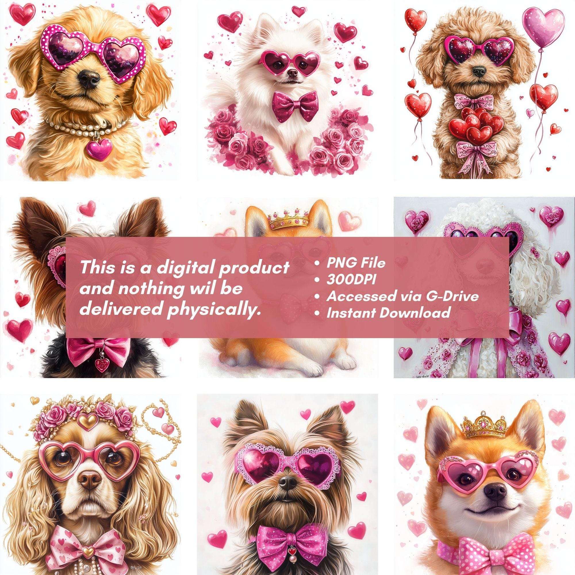Valentine's Day Dog Coquette Clipart - CraftNest - Digital Crafting and Art
