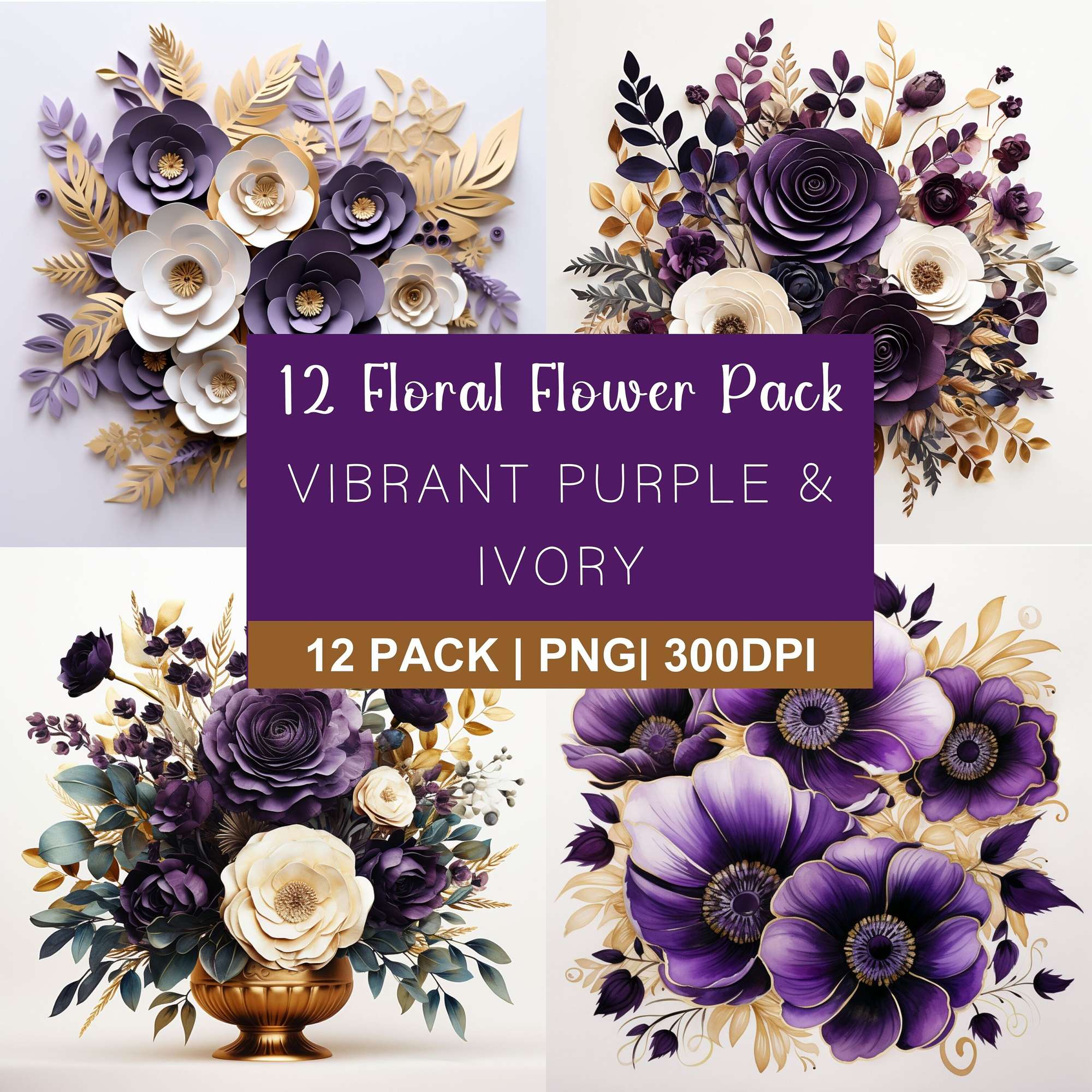 Purple Ivory Flowers Clipart - CraftNest - Digital Crafting and Art