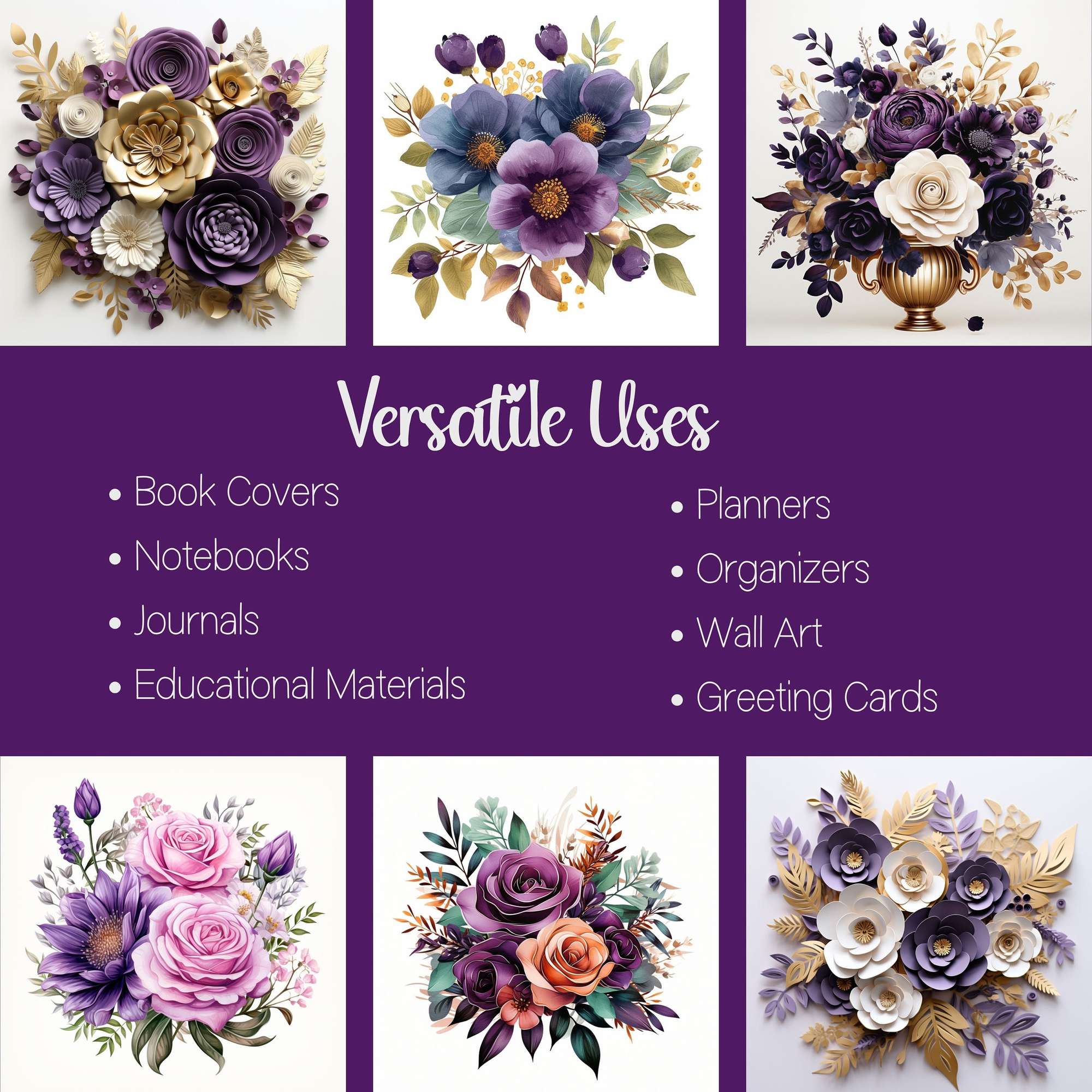 Purple Ivory Flowers Clipart - CraftNest - Digital Crafting and Art