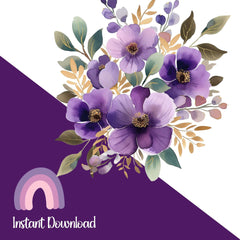 Purple Ivory Flowers Clipart - CraftNest - Digital Crafting and Art