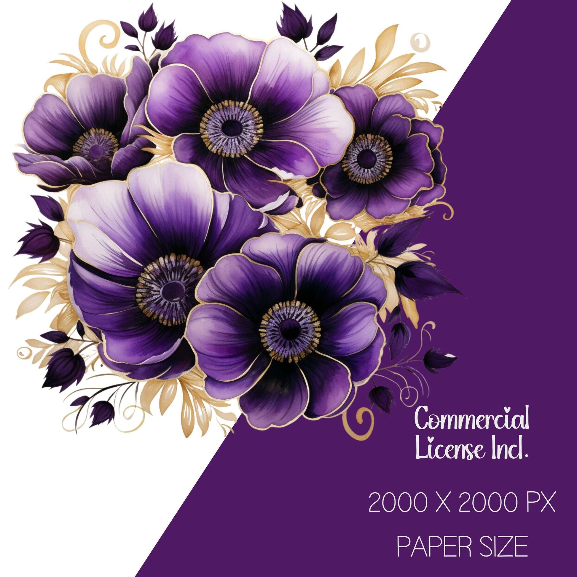 Purple Ivory Flowers Clipart - CraftNest - Digital Crafting and Art