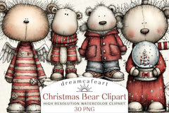 Whimsical Christmas Bear Clipart Bundle - CraftNest - Digital Crafting and Art