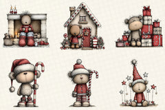 Whimsical Christmas Bear Clipart Bundle - CraftNest - Digital Crafting and Art