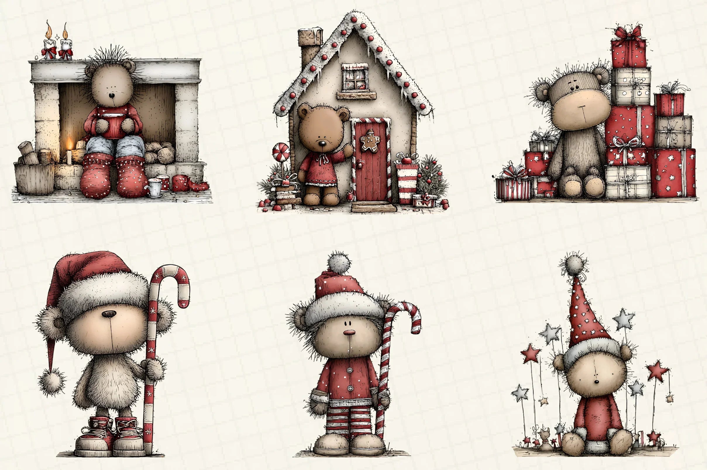 Whimsical Christmas Bear Clipart Bundle - CraftNest - Digital Crafting and Art