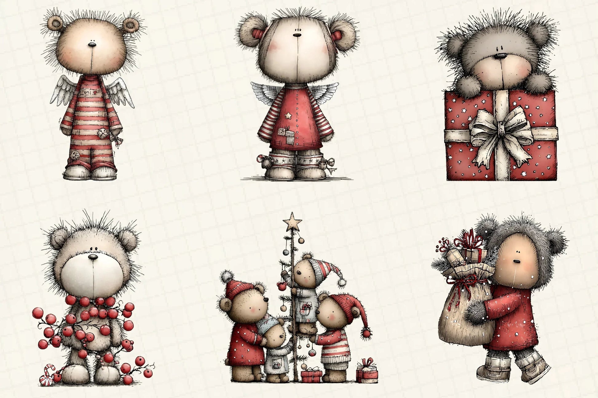 Whimsical Christmas Bear Clipart Bundle - CraftNest - Digital Crafting and Art