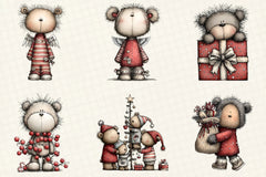 Whimsical Christmas Bear Clipart Bundle - CraftNest - Digital Crafting and Art